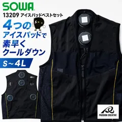 ペルチェベスト 冷却ベスト SOWA 13209 アイスパッド4個セット 空調服対応 熱中症対策 作業服 冷却ウェア G.G.