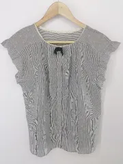 ◇ JILL STUART フリル ストライプ ノースリーブ シャツ ブラウス サイズS ホワイト グレー レディース P  【中古】 【1210050003428】のサムネイル