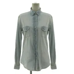 ハイドロゲン HYDROGEN ダンガリーシャツ CAMICIA 043105 胸ポケ 長袖 ユーズド加工 コットン ブルー系 青系 Lのサムネイル