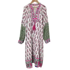 美品 SZ エスゼット BLOCKPRINTS ロンハーマン 別注 YUKARI DRESS COTTON ワンピース Sサイズ ホワイト ピンク レディース 古着 中古 USEDのサムネイル