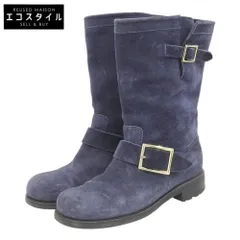 JIMMY CHOO　ジミーチュウ　スエード バイカー ブーツ レディース ネイビー 35　35のサムネイル