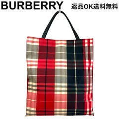 【返品OK】BURBERRY バーバリー トートバッグ ノバチェック レッド ハンドバッグ シルバー金具【D425601057803フ2606】のサムネイル