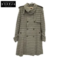 MARNI　マルニ　グリーン ウール×コットン チェック柄 ダブルブレスト ベルテッドコート　42のサムネイル
