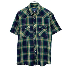 Wrangler 半袖 チェックシャツ L グリーン マルチカラー ラングラー スナップボタン ウエスタンシャツ チェック柄 夏物 a805-5771のサムネイル