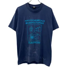 80s USA製 SCREEN STARS 半袖 プリントTシャツ L ネイビー スクリーンスターズ プルオーバー ビッグプリント 80年代 夏物 a805-5782