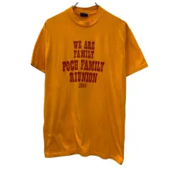 80s USA製 SNEAKERS 半袖 プリントTシャツ L オレンジ レッド プルオーバー ビッグプリント 80年代 コットンポリ 夏物 a805-5787