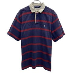 Polo Sport ラガーシャツ 赤/紺 ストライプ　M 大きめ！ Polo Sport ラガーシャツ 赤/紺 ストライプ M 大きめ！ - メルカリ