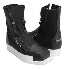 ヨウジヤマモト×アディダスYohji Yamamoto×adidas ネオプレーンダブルジップハイカットスニーカー 黒23のサムネイル
