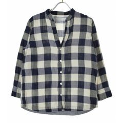 L980】 NATURAL LAUNDRY ノーカラーダンガリーシャツ L 青 - メルカリ