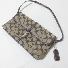 E441　COACH　コーチ　シグネチャー　ショルダーバッグ　アクセサリーポーチ　ブラウン