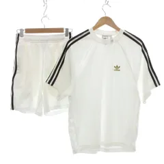 アディダス adidas セットアップ 上下セット SST テリーTシャツ ショーツ パイル地 半袖 スリーライン XS 白 ホワイト 黒 ブラック UX8975 JX8978 /JS
