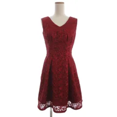 リリーブラウン Lily Brown タグ付き ジャガード レース ワンピース ドレス ノースリーブ 花柄 LWFO174147 赤 レッド 0