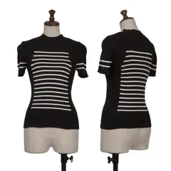 ジャンポールゴルチエ クラシックJean Paul GAULTIER CLASSIQUE ボーダー切替リブ半袖ニット 黒白40のサムネイル