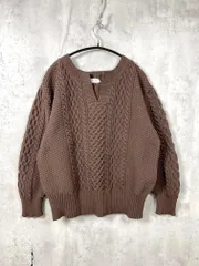 美品 LEPSIM レプシィムローリーズファーム LPH61214CF アランケーブル編み キーネック ニット セーター sizeM/茶 ◇■レディース