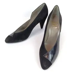 訳あり美品 Christian Dior クリスチャンディオール パンプス 7.5 （24.5cm相当） レザー スエード 切替 ハイヒール ブラック 黒 ヴィンテージのサムネイル