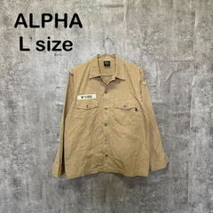 【Y-765】ALPHA INDUSTRIES アルファインダストリーズ ミリタリージャケット L ベージュ ワッペン USA古着 アメカジ フェード 雰囲気系 グランジのサムネイル