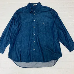 美品 UNIQLO U デニムオーバーサイズシャツ 長袖 Lサイズ 69 NAVY L ユニクロユー メンズ レディース ビッグシルエット ルメール デニムジャケット カジュアルシャツ