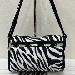 3442　LeSportsac　レスポートサック　ミニショルダーバッグ　肩掛け　斜めがけ ゼブラ柄　ポシェット　サコッシュ　アニマル柄　ブラック×ホワイト