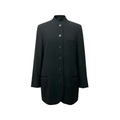 73e15 EMPORIO ARMANI エンポリオアルマーニ ハイネック ジャケット 羽織 VINTAGE イタリア製 38 グリーン ウール レディースo07tのサムネイル
