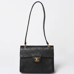 CHANEL シャネル マトラッセ ワンショルダーバッグ 5番台 ココマーク キャビアスキン キルティング ブラック ゴールド金具 美品 中古 4a002384