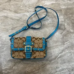 (i) COACH コーチ シグネイチャー キャンバス レザー ショルダーバッグ 肩掛け バッグ/7026