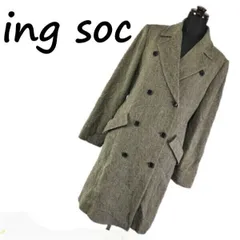 ing soc/イングソック　イタリア産ウール/カシミヤ　国産品　高級ウールロングコート　サイズ40　グレー　ダブルブレスト　管NO. 8-060のサムネイル