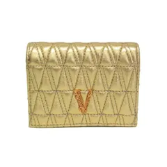 ヴェルサーチェ(Versace) ヴィセトス キルティングレザー コンパクト財布 レディース レザー 財布（二つ折り） ゴールド,ブラックのサムネイル