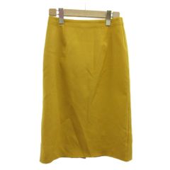NATURAL BEAUTY BASIC Narrow Skirt XS Mustard Yellow Solid Color Midi Length Straight Silhouette /PP ■ECB001