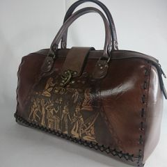 希少✨レザーカービング トートバッグ 底鋲付 PAT.P ブラウン レザー 