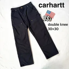 【美品・30×30】カーハート USA製 ダブルニー B01 ダックパンツ ペインターパンツ ブラック アメリカ製 古着
