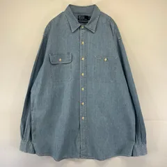 古着 ポロバイラルフローレン Polo by Ralph Lauren デニム 長袖シャツ ダンガリーワークシャツ シャンブレー 胸ポケ XL  ブルー系 メンズ