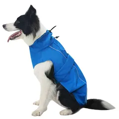 新品 犬服 犬用 レインコート ペットレインコート 犬用ジャケット 梅雨対策 雨具 雨の日 リード穴あり 防水 通気 軽量 散歩 調整可能 着脱簡単 反射テープ 汚れ防止 小型犬/中型犬/大型犬 (ブルー XS(2-4kg))