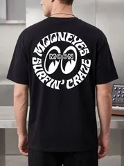 メンズ MOONEYES サーフィンプリント ブラック ストリートTシャツ 新品 送料込 男女兼用