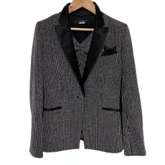 美品 銀座マギー ラメツイードジャケット ノースリーブブラウス アンサンブル サイズ40/38 ブラック レディース 古着 中古 USED