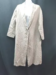 ◇ IEDIT フロントボタン カジュアル ワントーン シンプル 長袖 ロングカーディガン サイズL グレージュ レディース E  【1310130038767】