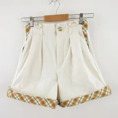 ポイカ Poika キュロット ショートパンツ チノ チェック オフホワイト 白 *A93