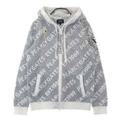 サイズ：1 PEARLY GATES パーリーゲイツ  フード付 ニットジャケット ニットパーカー ロゴ総柄 グレー系 [240101688612] ゴルフウェア レディース ストスト
