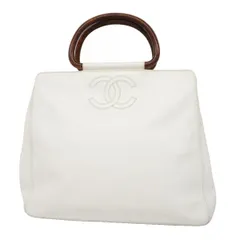 【6ec2497】シャネル ハンドバッグ キャビアスキン ホワイト ゴールド金具【中古】レディース