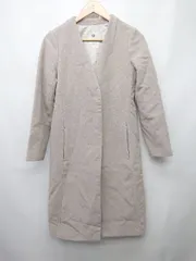 ◇ ◎ nano universe ナノ ユニバース ノーカラー ウール混 長袖 コート サイズ36 グレージュ系 レディース P  【1402270005256】のサムネイル