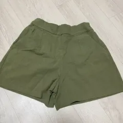 マスタード オリーブ リネン ハーフパンツ