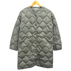 ユニクロ UNIQLO ウルトラライトリラックスダウンコート キルティング ナイロン 膝丈 長袖 無地 M 緑 カーキ