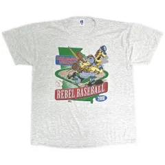 00年代 USA製 RUSSELL ATHLETIC ラッセル ベースボール プリントＴシャツ ライトグレー(メンズ XL)中古 古着 Y1091