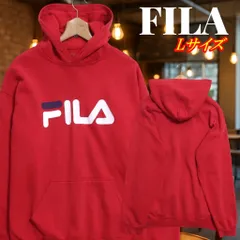 FILA フィラ デカロゴ ビッグロゴ プリント プルオーバーパーカー Lサイズ レッドのサムネイル