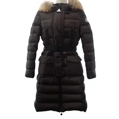 モンクレール MONCLER GENEVRIER ジェノブリエ ファー付ロングダウンコート #0 120934991725 68065 ダウンジャケット ナイロン ダウン90%/フェザー10％ ダークブラウン レディース【中古】【ABランク】