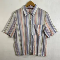 Comptoir des Cotonniers コントワーデコトニエ 半袖 シャツ ストライプ 総柄 薄手 胸ポケット オーバーシルエット マルチカラー ブルー系 9 E398のサムネイル