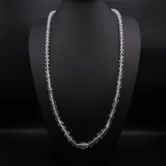 W737 水晶 SILVER刻印 ロング ネックレス デザインカット シルバー