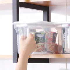 キッチン収納ケース キャビスタ 蓋付 吊戸棚ストッカー 浅型 （ キッチンストッカー 取っ手付き 吊戸棚 ケース ボックス 吊戸棚ボックス 日本製 吊戸棚収納 吊り戸棚ストッカー 収納BOX 吊り戸棚 フタ付き スタッキング 整理 )のサムネイル