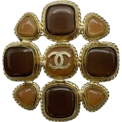 シャネル CHANEL ココマークカラーストーンブローチ B11P ブラウン ゴールド金具 ゴールドプレーテッド・ラインストーン レディース ブローチ