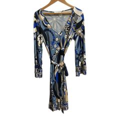 希少 PUCCI 総柄 Vネック ブラウス レーヨン フレアブラウス 七分袖 
