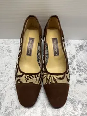 送料無料！！LANCEL　ランセル　レディースパンプス　メッシュ＆スゥエードパンプス　５cmヒールパンプス　ブラウン系　22.５cm  #80515MO308のサムネイル